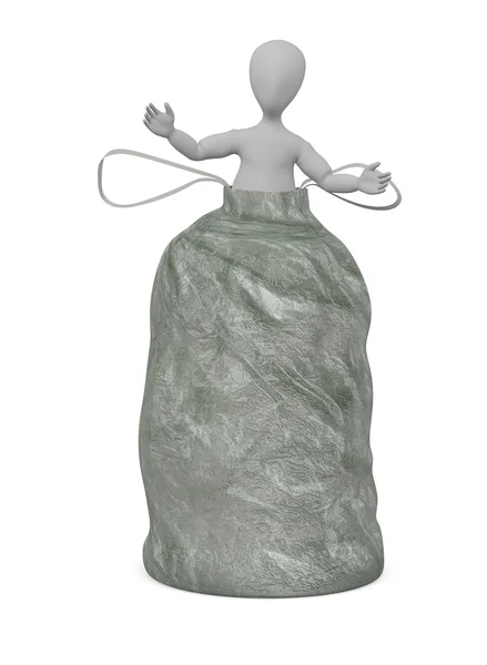 3D візуалізація мультиплікаційного персонажа зі сміттєвим пакетом — стокове фото