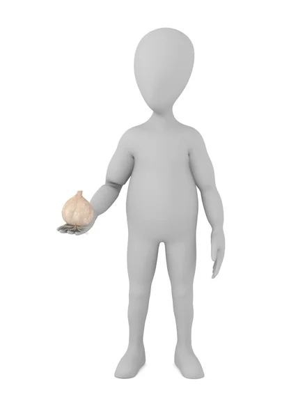 3D изображение персонажа мультфильма с чесноком — стоковое фото