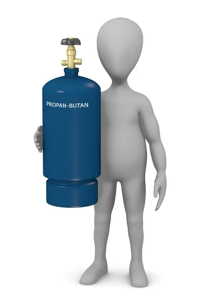 3D render av seriefiguren med gas behållare — Stockfoto