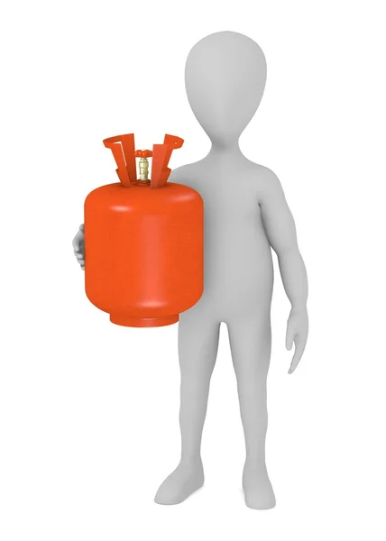 3d renderização de personagem de desenho animado com recipiente de gás — Fotografia de Stock