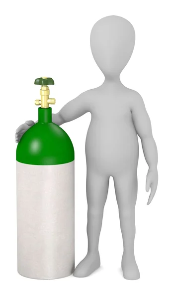 3D визуализация персонажа мультфильма с газовым контейнером — стоковое фото