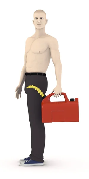 3d render of artificial character with gas can — Stock Photo, Image