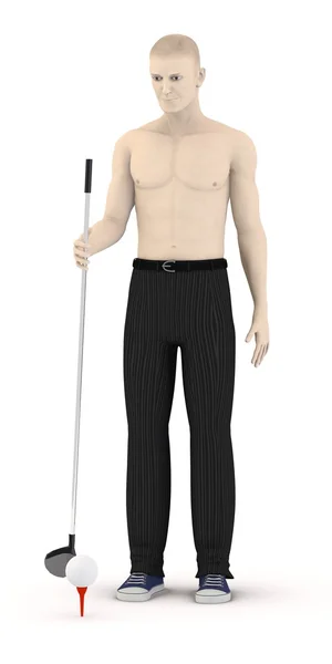 3d render of artificial character playing golf — Stock Photo, Image