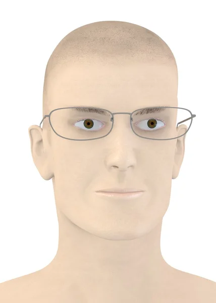 3D renderowania sztuczny charakter w okularach — Zdjęcie stockowe