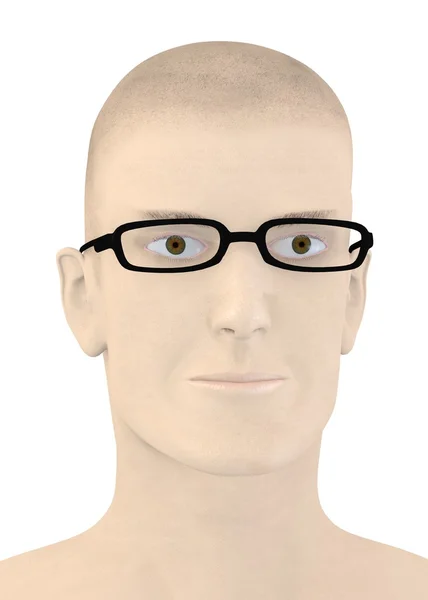 人工字符戴着眼镜的 3d 呈现器 — 图库照片