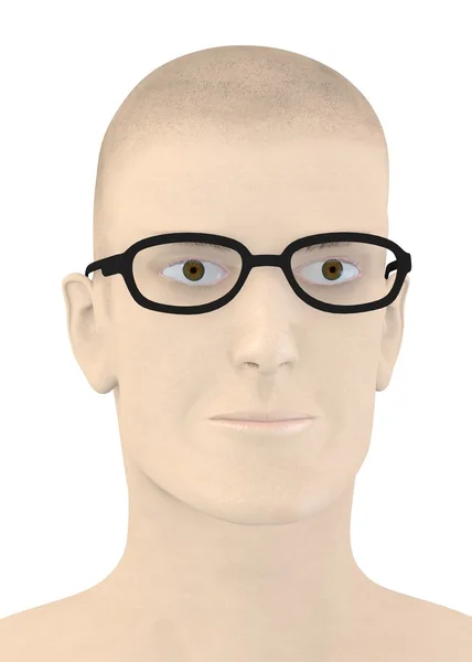 3D візуалізація штучного персонажа в окулярах — стокове фото