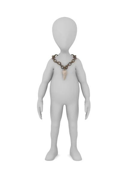 3d render of cartoon character with necklace — Stock Photo, Image