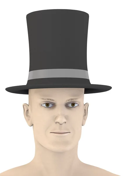 3D καθιστούν τεχνητό χαρακτήρα με καπέλο — Φωτογραφία Αρχείου