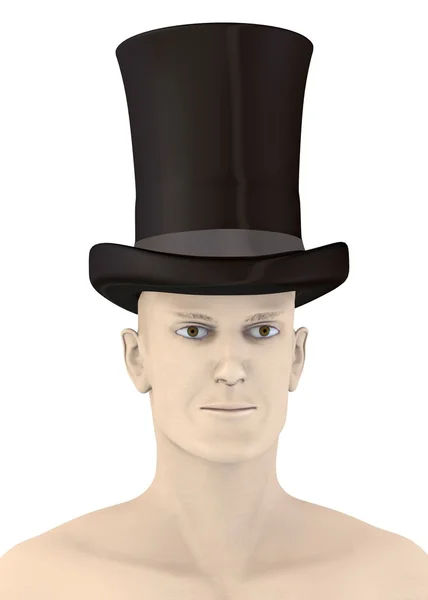 3D καθιστούν τεχνητό χαρακτήρα με καπέλο — Φωτογραφία Αρχείου