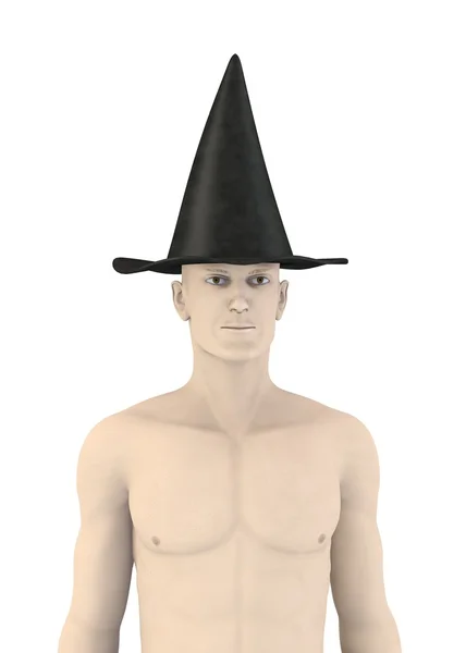 3D render şapka ile yapay karakteri — Stok fotoğraf