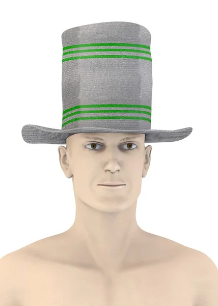 3D renderowania sztuczny charakter z kapeluszem — Zdjęcie stockowe