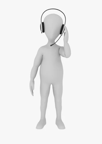 3D vykreslení kreslené postavičky se sluchátky — Stock fotografie