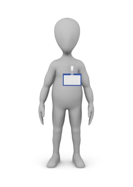3D-Darstellung der Cartoon-Figur mit ID-Abzeichen — Stockfoto