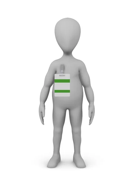 3d renderizado de personaje de dibujos animados con placa de identificación — Foto de Stock