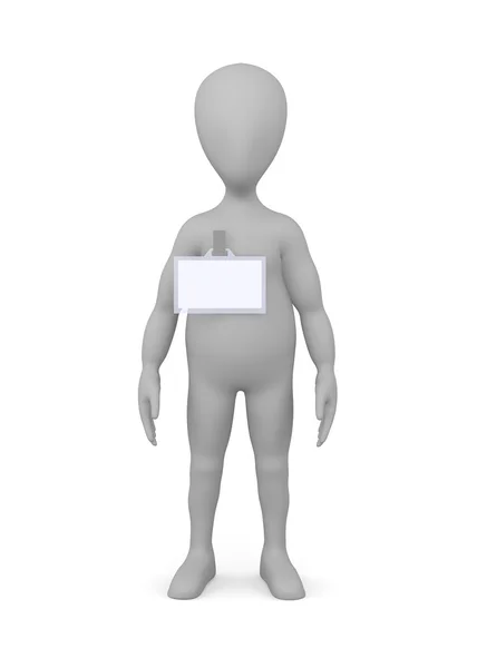 3d render of cartoon character with ID badge — Stock Photo, Image