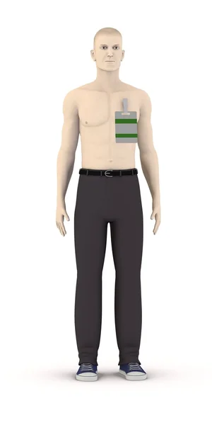 3d render of artifical character with ID badge — Stock Photo, Image