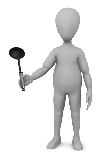 3d renderização de personagem de desenho animado com utensílio de cozinha — Fotografia de Stock