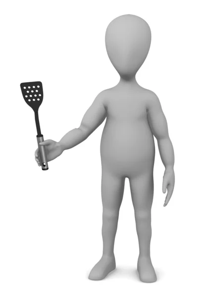 3d render of cartoon character with kitchen utensil — Stock Photo, Image