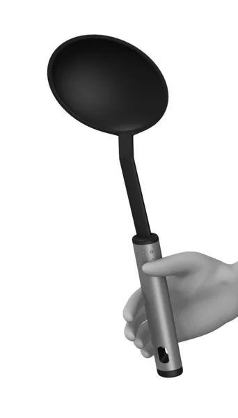 3d render of cartoon character with kitchen utensil — Stock Photo, Image