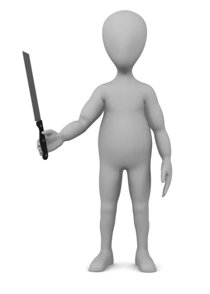 3d renderização de personagem de desenho animado com faca — Fotografia de Stock