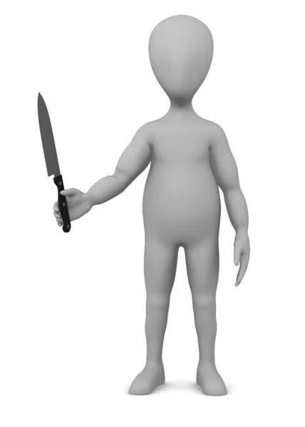 3d renderização de personagem de desenho animado com faca — Fotografia de Stock