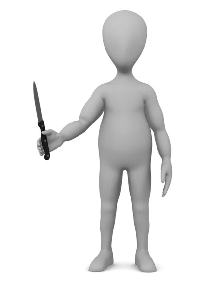 ナイフで漫画のキャラクターの3Dレンダリング — ストック写真