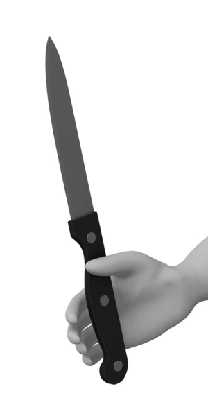 3D återgivning av tecknad karaktär med kniv — Stockfoto