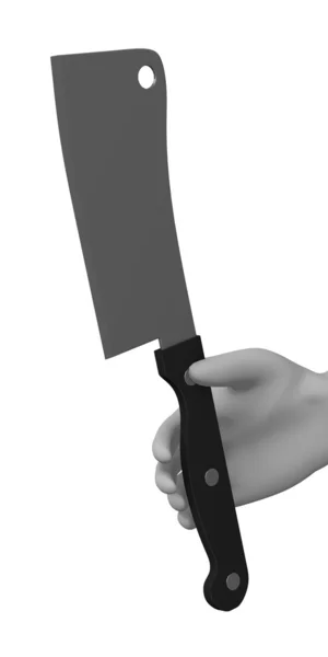 3D визуализация персонажа мультфильма с ножом — стоковое фото