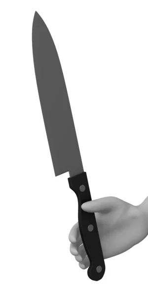 3D vykreslení kresleného postavičky s nožem — Stock fotografie