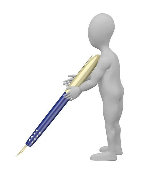 3D визуализация персонажа мультфильма с роскошной ручкой — стоковое фото