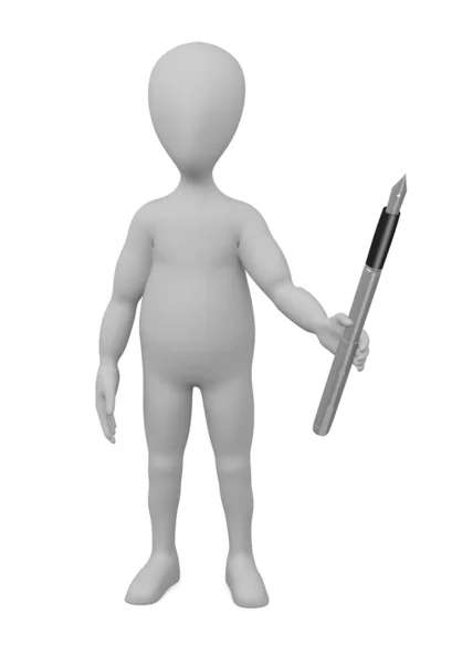 Rendering 3d del personaggio dei cartoni animati con penna di lusso — Foto Stock