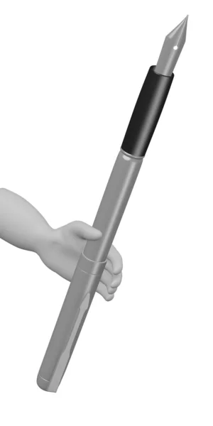 3D render av seriefiguren med lyxiga penna — Stockfoto