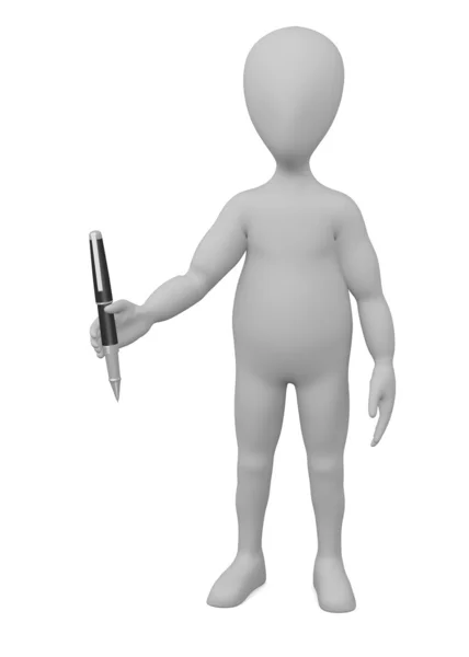 3D візуалізація персонажа мультфільму з розкішною ручкою — стокове фото