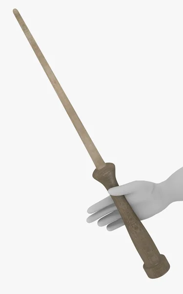 3D визуализация персонажа мультфильма с волшебной палочкой — стоковое фото