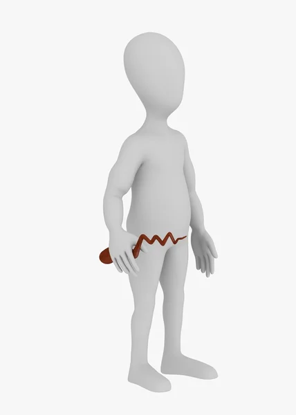 3d renderizado de personaje de dibujos animados con varita mágica — Foto de Stock