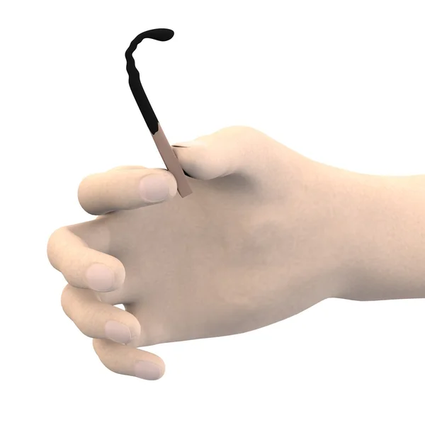 3D-Darstellung der Hand mit Streichholz — Stockfoto