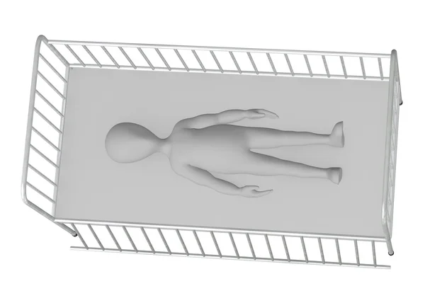 3D vykreslení kreslené postavičky na nemocničním lůžku — Stock fotografie