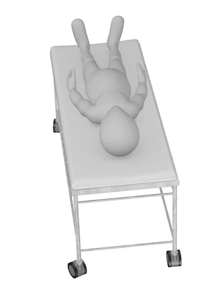 3D καθιστούν του χαρακτήρα κινουμένων σχεδίων στο κρεβάτι του στο νοσοκομείο — Φωτογραφία Αρχείου