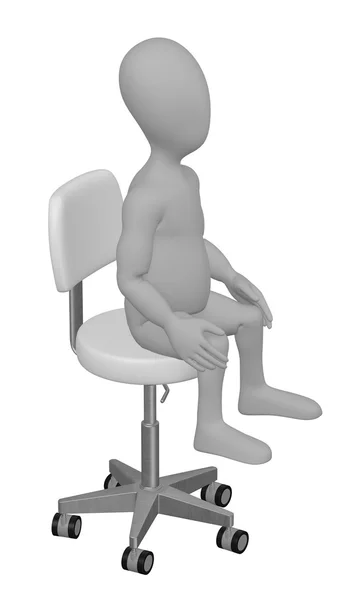 3D-Darstellung einer Cartoon-Figur auf Stuhl — Stockfoto
