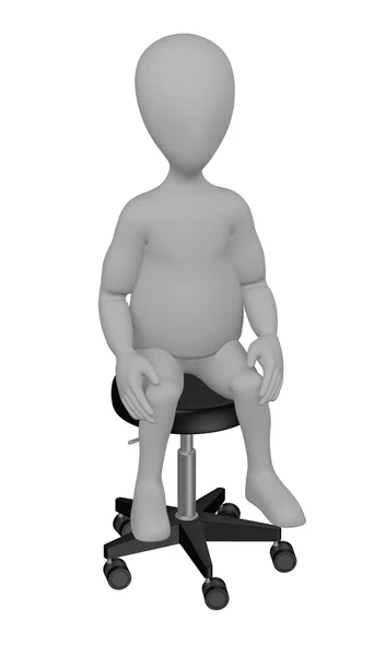 3D renderowania postać z kreskówek na krzesło — Zdjęcie stockowe