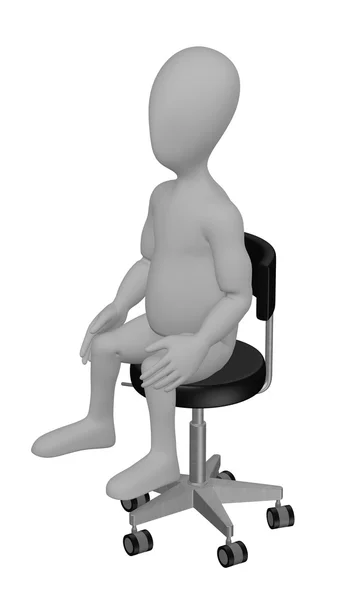 3d renderização de personagem de desenho animado na cadeira — Fotografia de Stock