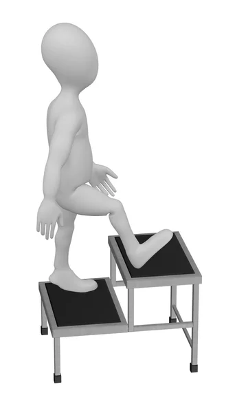 3d renderizado de personaje de dibujos animados con escaleras — Foto de Stock