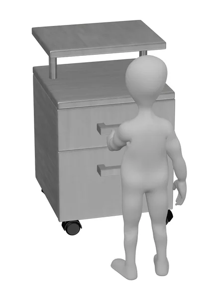 3d render of cartoon character with medical table — Stock Photo, Image