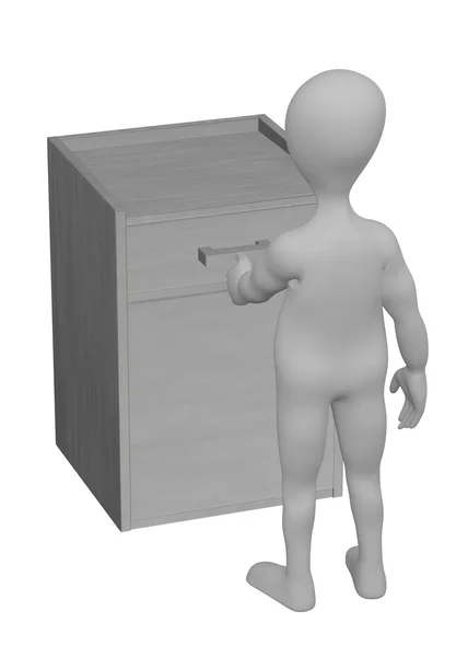3D візуалізація мультиплікаційного персонажа з медичним столом — стокове фото