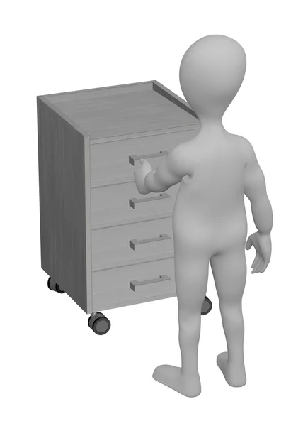 3d render of cartoon character with medical table — Stock Photo, Image