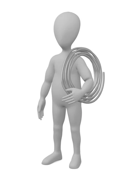 3D render tel kablo ile çizgi film karakteri — Stok fotoğraf