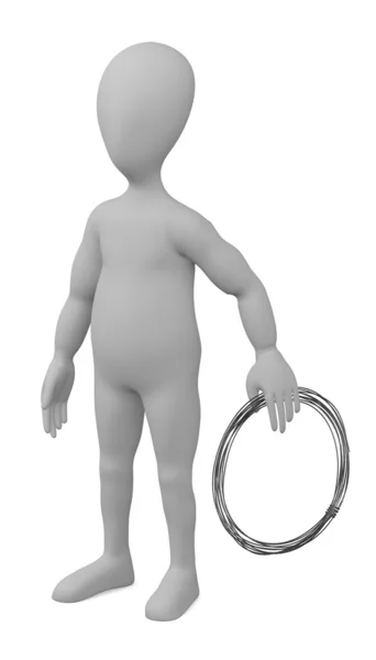 3d renderizado de personaje de dibujos animados con cable de alambre — Foto de Stock