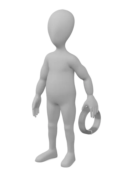 3D-Darstellung der Cartoon-Figur mit Drahtkabel — Stockfoto
