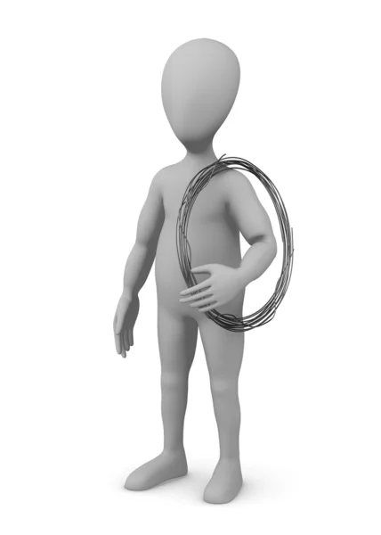 3d render of cartoon character with wire cable — Stock Photo, Image
