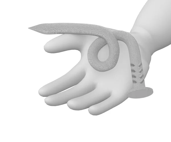 3D-Darstellung der Cartoon-Figur mit gebogenem Nagel — Stockfoto